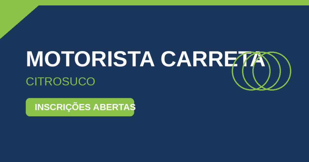Banner de destaque para a vaga de Motorista Carreta na Citrosuco